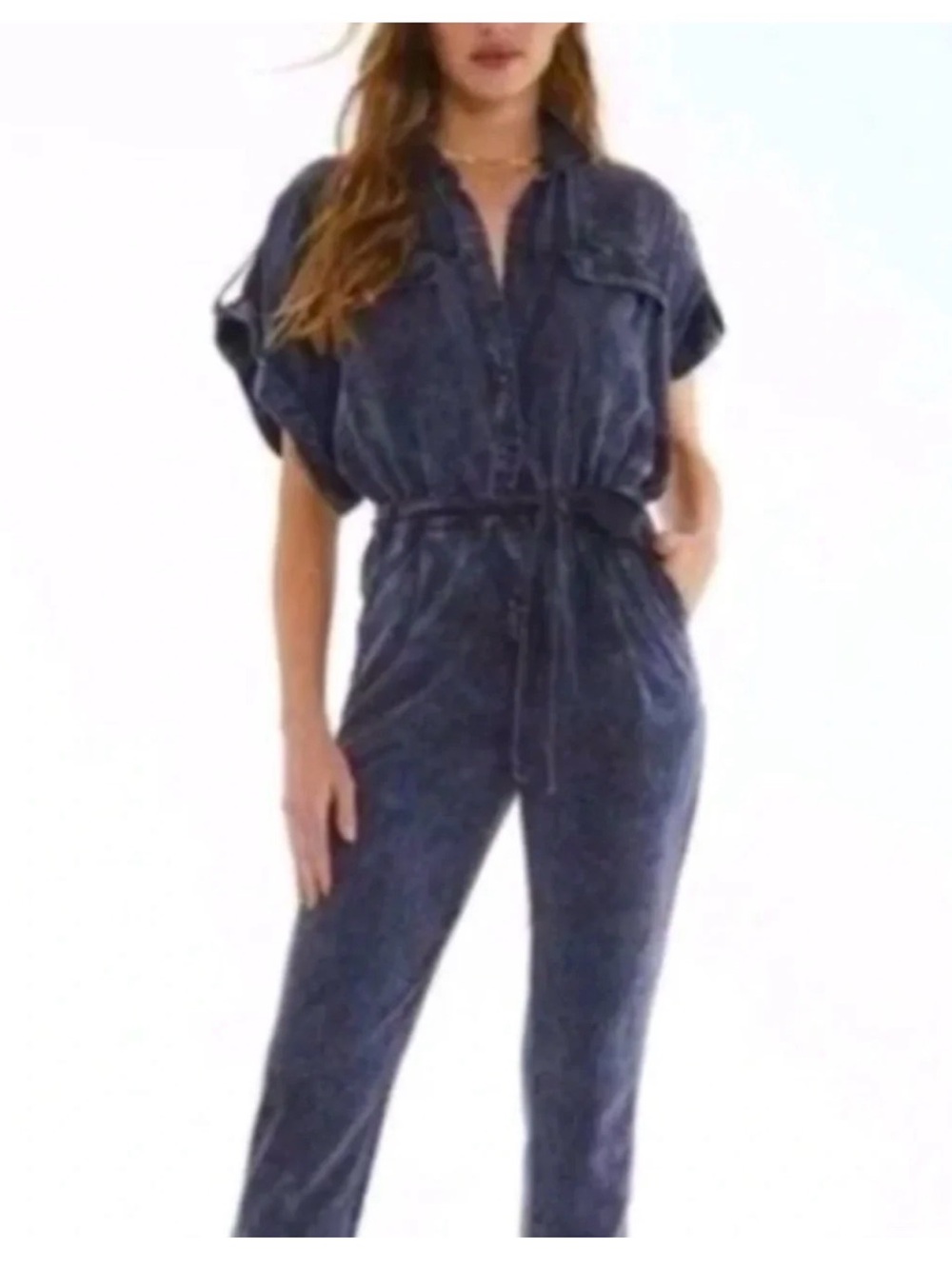 Young Fabulous & Broke Washed Navy Utility Jumpsuit